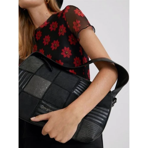 Женская сумка через плечо Desigual черная (8445110228609): Тип ручки Со съемным ремнем, Плечевой ремень, Без ручки