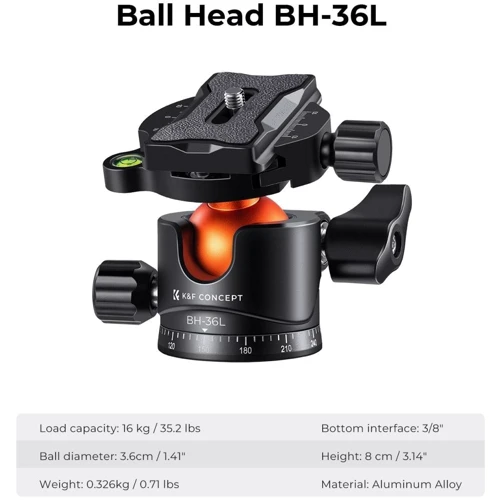 K&F Concept T255A4+BH-36L (KF09.085V3): Минимальная высота 56 см