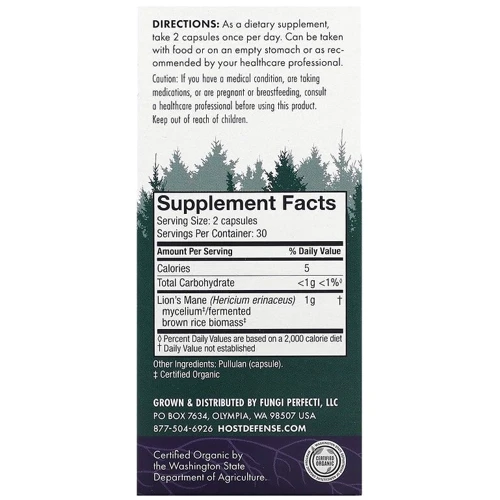 Fungi Perfecti Lion's Mane Memory & Nerve Support 60 Caps (FPI-03162): Стать унісекс