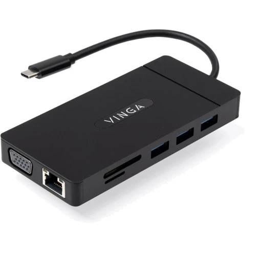 Адаптер Vinga Adapter USB-C to VGA+HDMI+RJ45+3xUSB3.0+USB2.0+SD/TF+PD+mini-jack 3.5 (VHYC10)