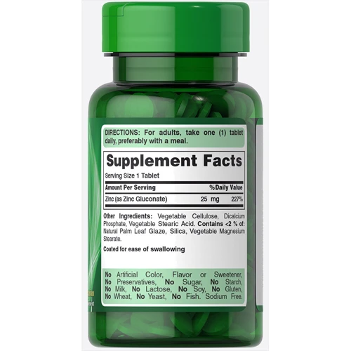 Puritan's Pride Zinc Gluconate 25mg 100tabs: Тип цинк