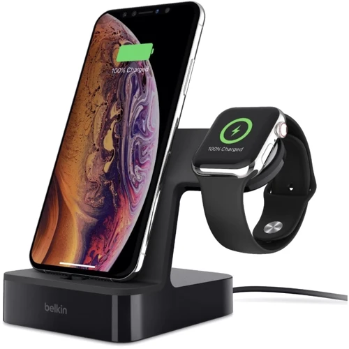 Док-станция Belkin Dock Stand PowerHouse 2.4A Black (F8J237VFBLK) for Apple iPhone and Apple Watch фото 1