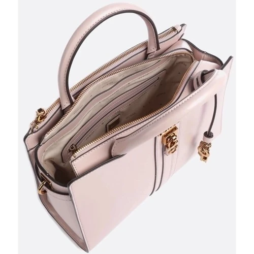 Женская сумка тоут GUESS GINEVRA ELITE SOCIETY SATCHEL бежево-розовая (HWVZ8734060-RWO): Фактура Матовая, Гладкая