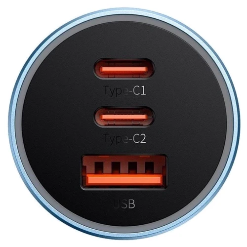 Зарядное устройство Baseus Car Charger USB+2хUSB-C Golden Contactor Pro 65W Blue (CGJP010003) фото 9