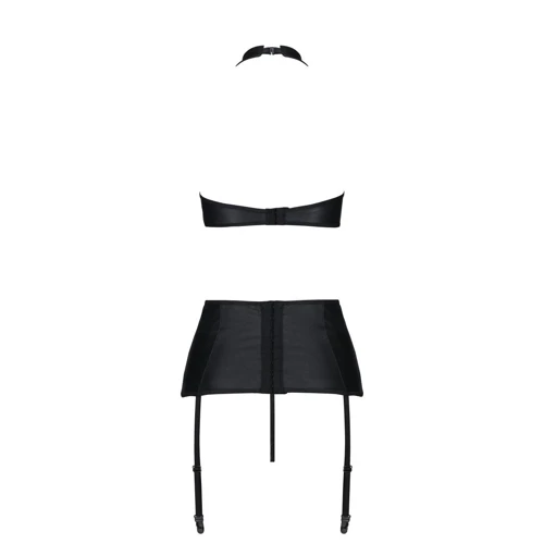 Комплект из эко-кожи с имитацией шнуровки Nancy Set black XXL/XXXL - Passion
