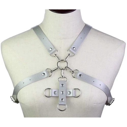 Портупея с фиксатором Women's PU Leather Chest Harness Caged Bra GREY: Производитель SKN