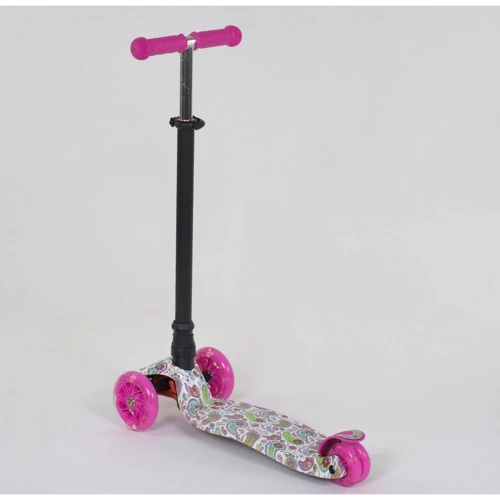 Самокат трехколесный MAXI "Best Scooter" пластмассовый, трубка руля алюминиевая Pink/White/Black (83270): Тип тормоза ножной