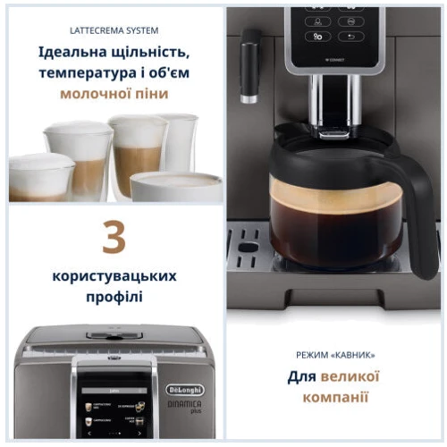 Кофеварка DELONGHI ECAM 370.95.T: Используемый кофе молотый, зерна
