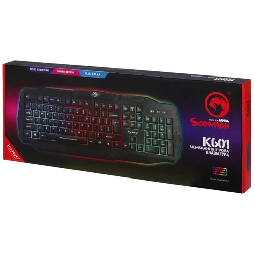 Клавиатура Marvo K601 Multi-LED USB: Тип клавиш мембранный