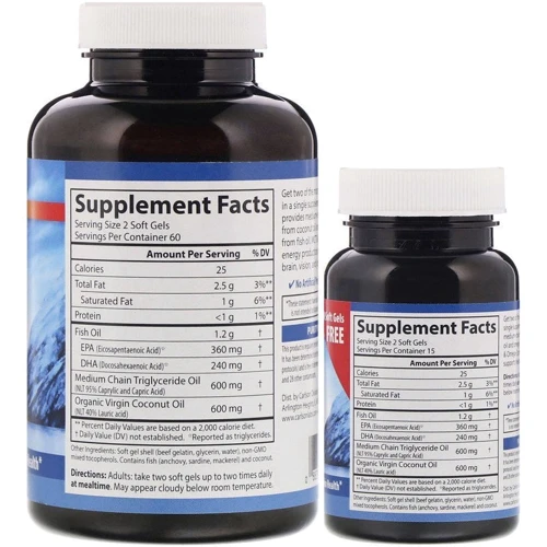 Carlson Labs MCT & Omega-3 МСТ и Омега-3 150 caps /120+30 caps/: Тип Омега 3