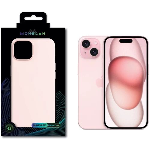 Чехол для iPhone Monblan Silicone Case MagSafe Light Pink for iPhone 15: Цвет розовый