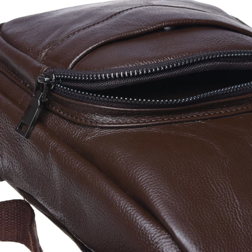 Мужская сумка-слинг Borsa Leather коричневая (K1029-brown): Фактура Матовая, Зернистая