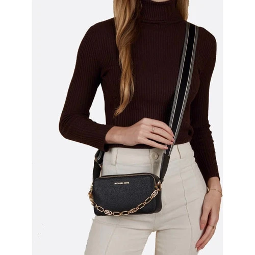 Женская сумка кросс боди Michael Kors Jet Set черная (32S3GJ6C1L001): Застежка Молния