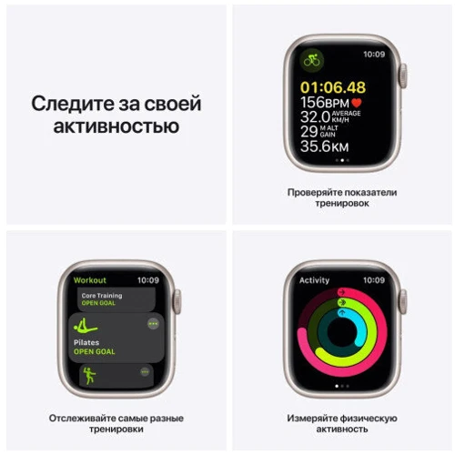 Apple Watch Series 7 41mm GPS Starlight Aluminum Case With Starlight Sport Band (MKMY3) Approved Витринный образец фото 5