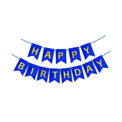 Украшение помещений Гирлянда-флажки 871054 Happy Birthday 16 см, синий
