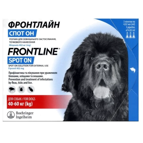 Капли Boehringer Ingelheim Фронтлайн Спот-Он от блох и клещей для собак 40-60 кг XL 3 пипетки (2000981201692)