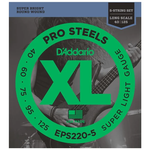 Струна для гитар Струны D`ADDARIO EPS220-5 XL PRO STEELS SUPER LIGHT 5 STRING 40-125