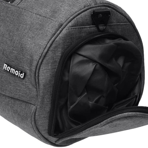 Мужская сумка бочонок Remoid серая (1Remt10-gray): Тип ручки Плечевой ремень, Короткая ручка, С двумя ручками, Со съемным ремнем