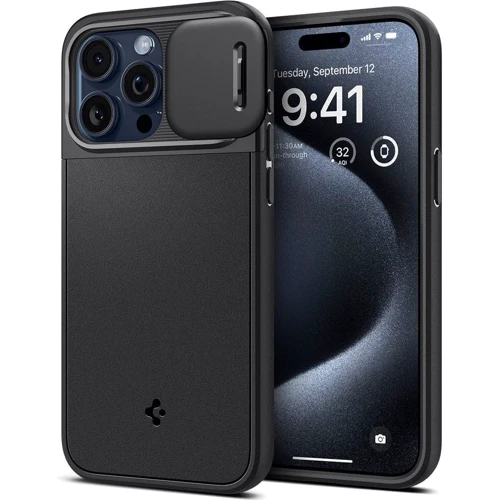 Чехол для iPhone Spigen Optik Armor MagFit Black (ACS06738) for iPhone 15 Pro: Материалы поликарбонат и полиуретан