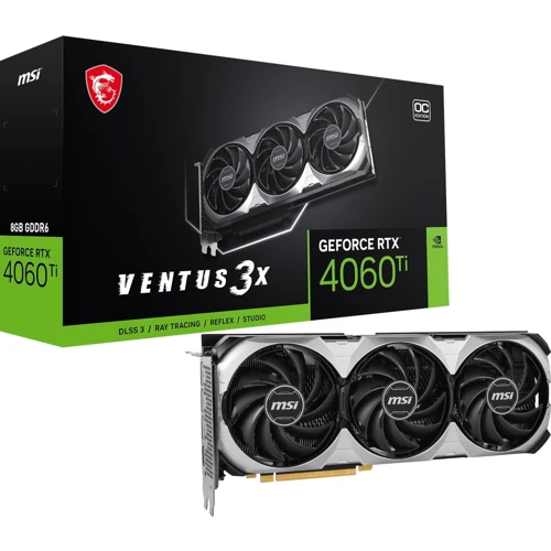 Видеокарта MSI GeForce RTX 4060 Ti 8GB GDDR6 VENTUS 3X E OC: Исполнение Двухслотовое