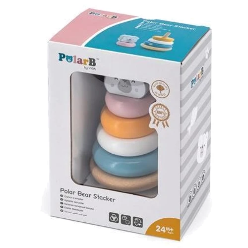 Дерев'яна пірамідка Viga Toys PolarB Білий ведмедик Неваляшка (44005): Тип пирамидка