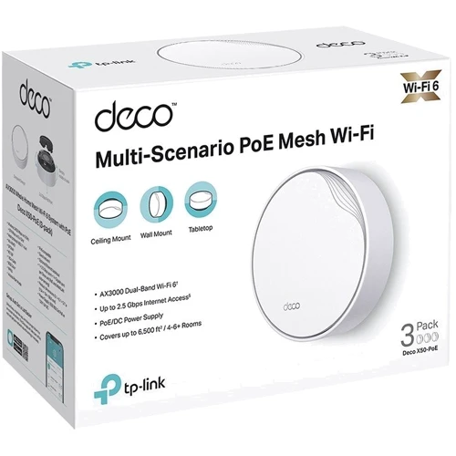 Точка доступа WiFi TP-Link DECO-X50-POE-3-PACK: Максимальная скорость 574+2402 Мбит/с