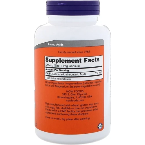 Now Foods GABA Гамма-Аминомасляная Кислота, 750 mg, 200 Veg Capsules (NOW-00129): Форма выпуска Капсулы