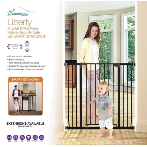 Ворота безпеки металеві Dreambaby LIBERTY TALL XTRA STAY, чорні Англія (F1964) фото 2