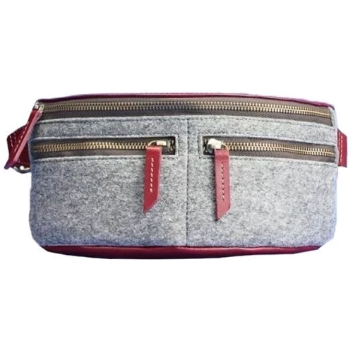 Сумка поясна BlankNote Spirit фетр сірий + бордова шкіра виноград (BN-BAG-15-felt-vin)