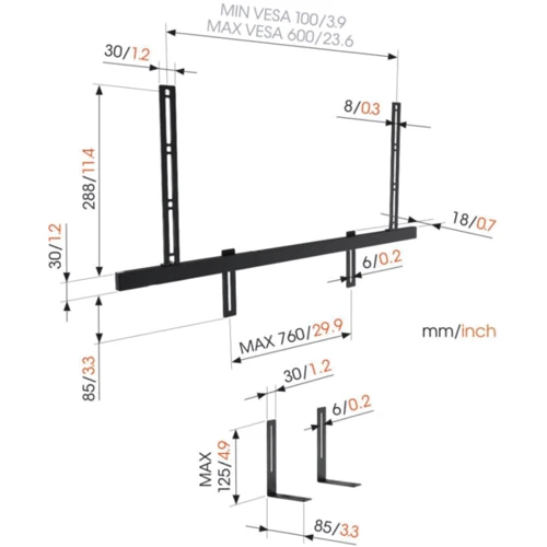 Кронштейн для ТБ VOGELS SOUND 3550 Sound Bar Mount (8153550)