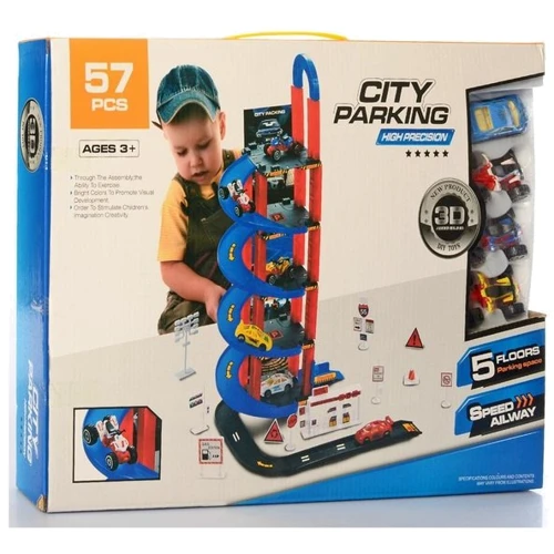 Гараж 5-этажный, 57 деталей, транспорт, дорожные знаки (0908-13A): Производитель Noname