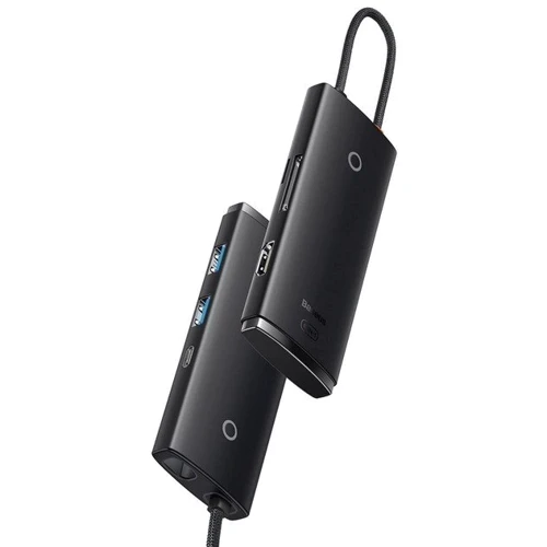 Адаптер Baseus Adapter Lite Series USB-C to 2хUSB3.0+USB-C+HDMI+SD Black (WKQX050101): Дополнительные разъемы SD+TF Card, USB-C, HDMI