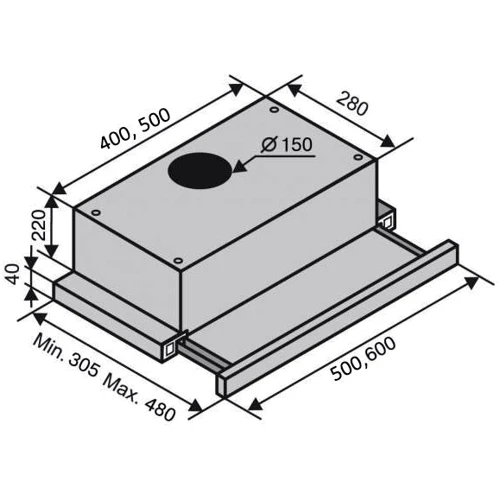 Витяжка Ventolux GARDA 60 BK / BG (1100) SMD LED: Матеріал корпусу емальована сталь, скло