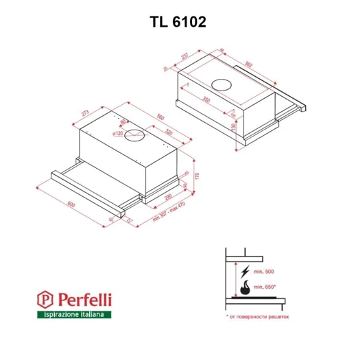 Вытяжка Perfelli TL 6102 I: Тип воздухоочистителя Рециркуляция, Отвод