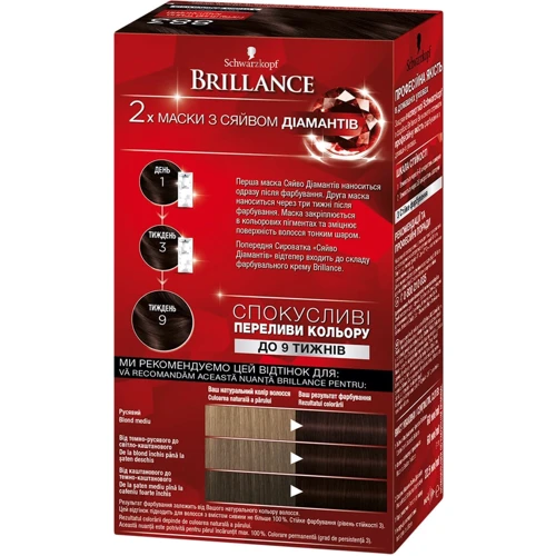 Brillance Крем-краска для волос 883 Элегантный темно-каштановый 142.5 ml: Назначение Окрашивание