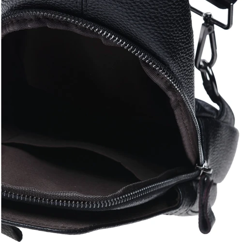 Мужская сумка-слинг Keizer черная (K15038-black): Материал Натуральная кожа