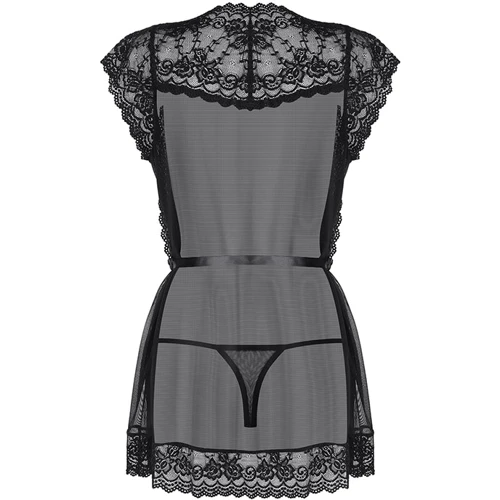 Комплект Obsessive 854-PEI-1 peignoir (черный) XXL