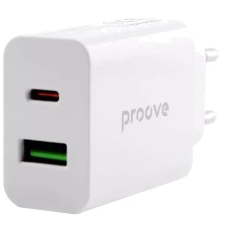 Зарядний пристрій Proove Wall Charger USB-C+USB Rapid 20W White: Кабель в комплекті отсутствует