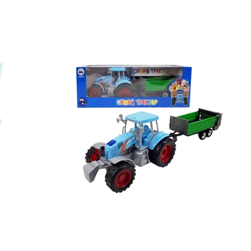 Трактор инерционный синий с прицепом, 2 вида (EN1004)