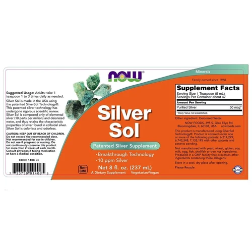 NOW Foods SILVER SOL 10 PPM LIQUID 8 FL OZ Гидролизоль серебра: Форма выпуска Жидкость