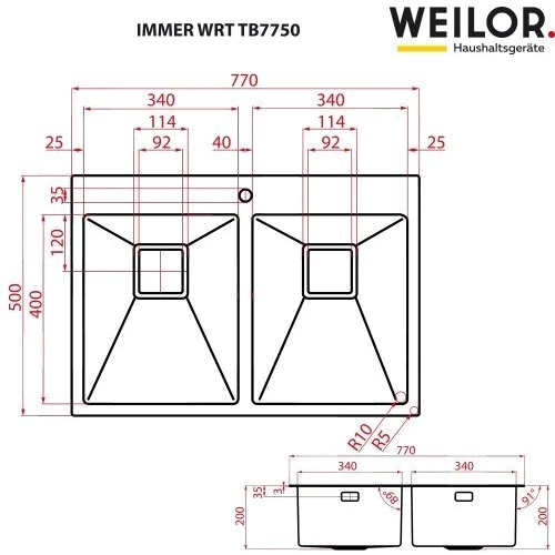 Weilor IMMER WRT TB7750: Отверстие под смеситель Нет