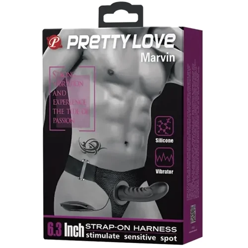 Полый страпон с вибрацией Pretty Love Marvin Strap-On Harness Vibrating