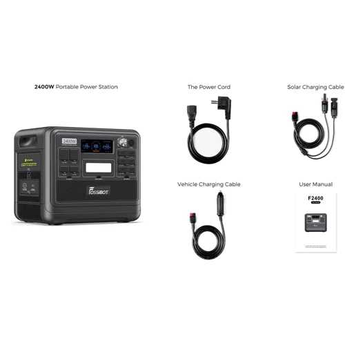 Зарядная станция Fossibot F2400 2048Wh 2400W Black: Выходы потребителей 220V, Автоприкуриватель, USB-C, USB-A