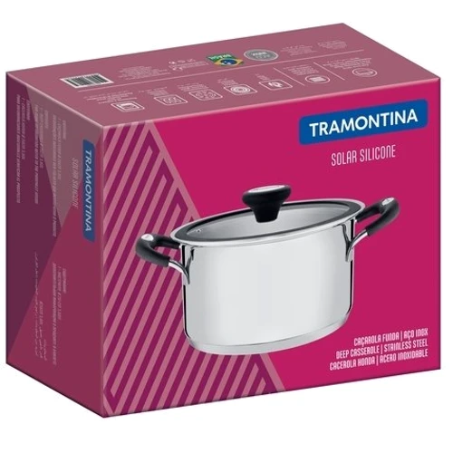 Каструля TRAMONTINA Solar silicone нержавіюча сталь 6,0л (діам 24см) (62124/243): Тип Традиционная