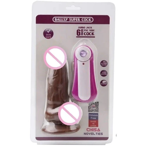 Реалистичный вибратор на присоске GHISA JUMBO JACK 6" Vibrating Dildo - Brown, 291696