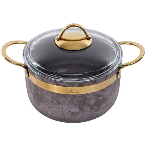 Кастрюля Brioni Royal Stone Ti̇gereye Gold антипригарная 20 см 3 л (764-039)
