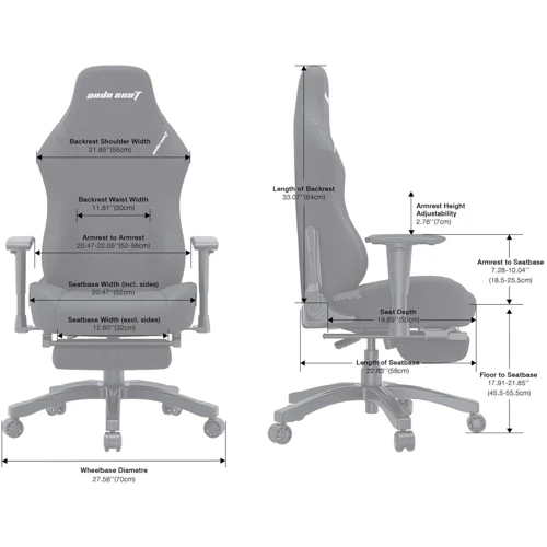 Кресло игровое Anda Seat Luna Pro Gray Fabric Size L (AD18T-44-G-F) фото 1