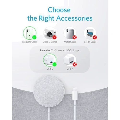 Зарядний пристрій ANKER Wireless Charger MagSafe PowerWave Select+ 15W Gray (A2566G11) для iPhone 16 I 15 I 14 I 13 I 12 series фото 5