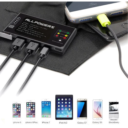 Внешний аккумулятор Солнечная панель Allpowers 21W with Power Bank 10000mAh (AP-SP-002-BLA-NEW): Количество USB 3