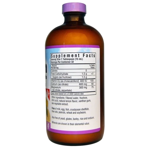 Bluebonnet Nutrition, Liquid Calcium, Magnesium Citrate Plus Vitamin D3, Natural Lemon Flavor, 16 fl oz (472 ml) (688): Тип Магній + Кальцій